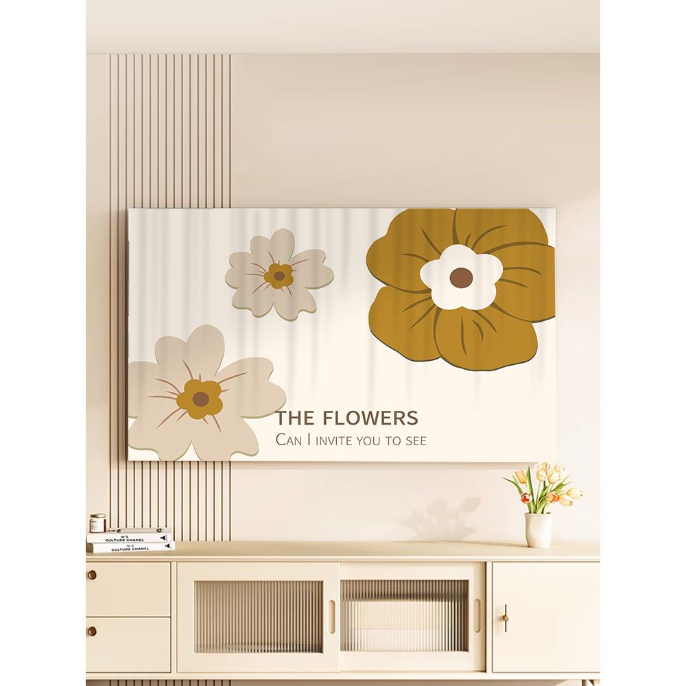 奶油风电视机罩防灰尘盖布家用挂式台式液晶曲屏显示器遮尘保护罩