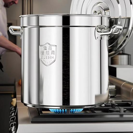 304不锈钢桶商用带盖汤桶圆桶 大容量储水桶50卤肉桶汤锅