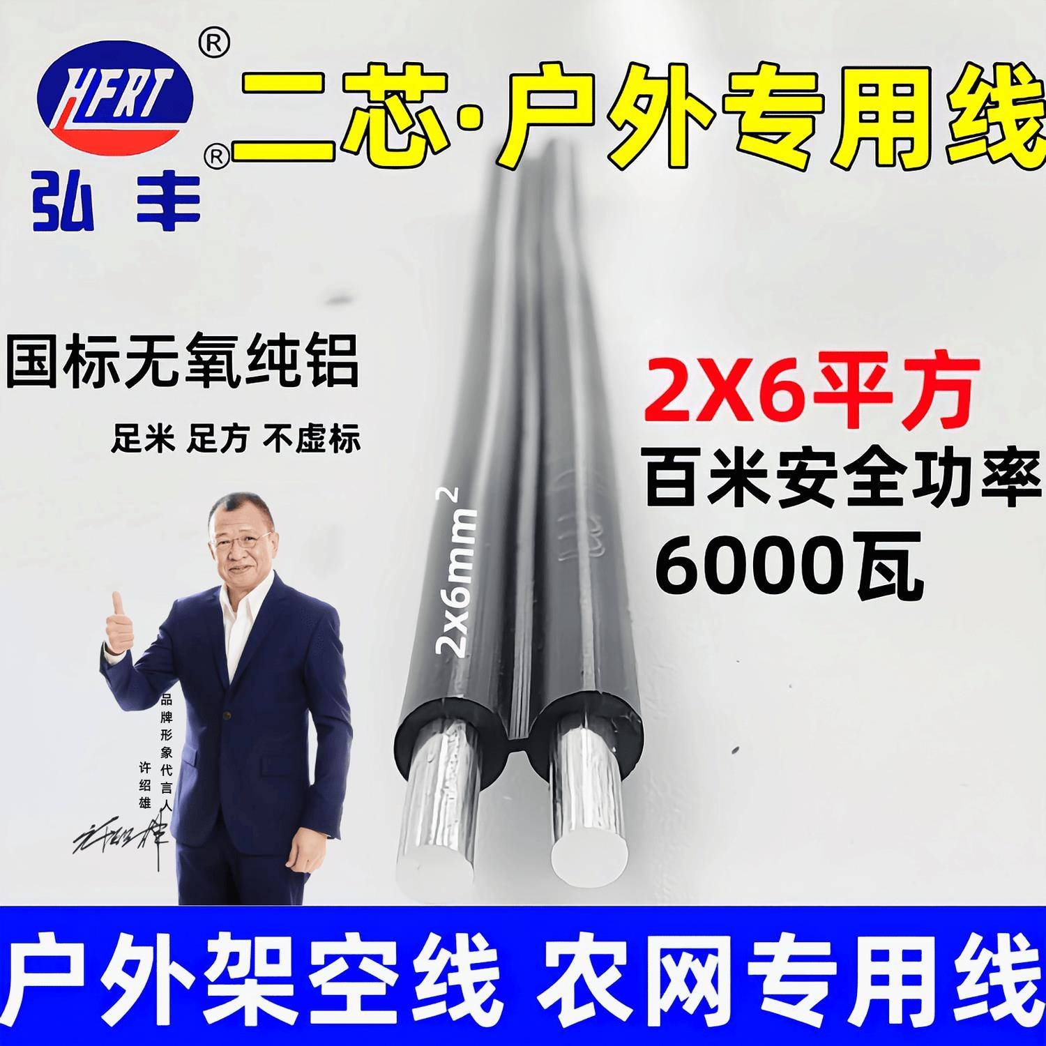 户外架空防老化铝芯线2芯3芯4/6/10/16/25平方家用铝线国标电缆线