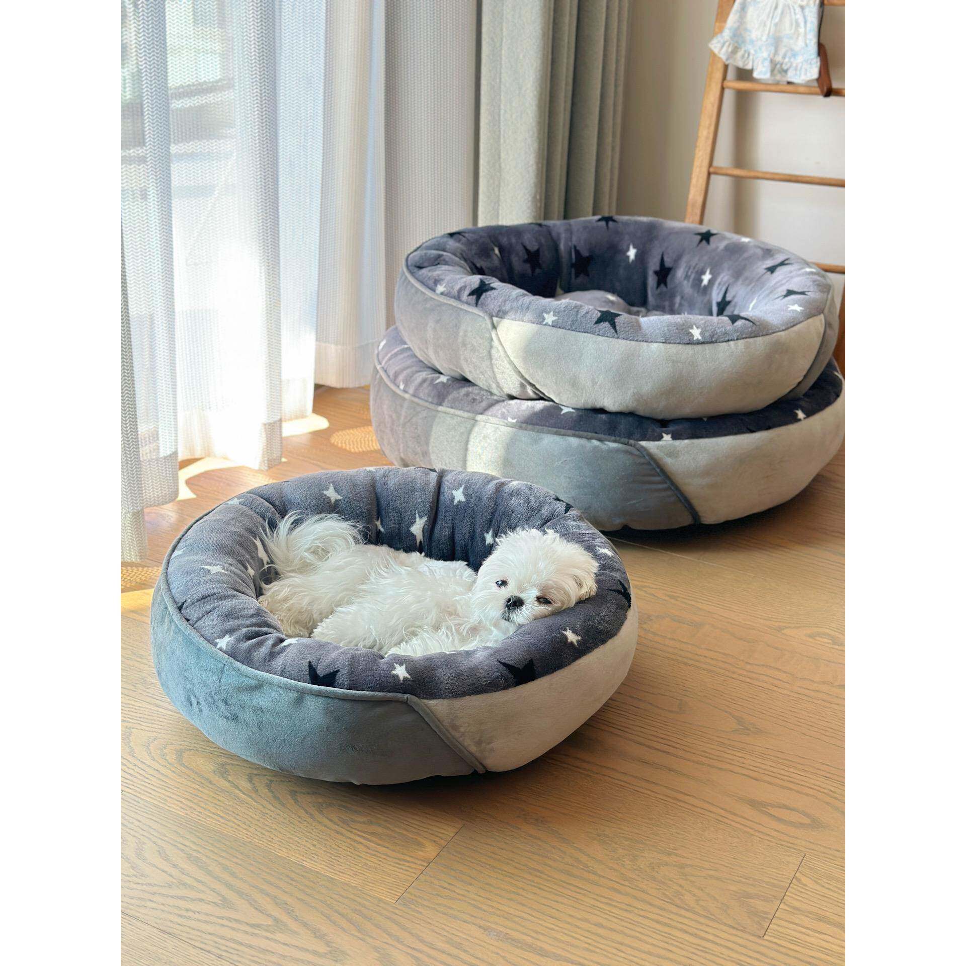 圆形冬季加厚狗窝猫窝加绒耐脏厚实宠物沙发狗垫子软窝狗床保暖
