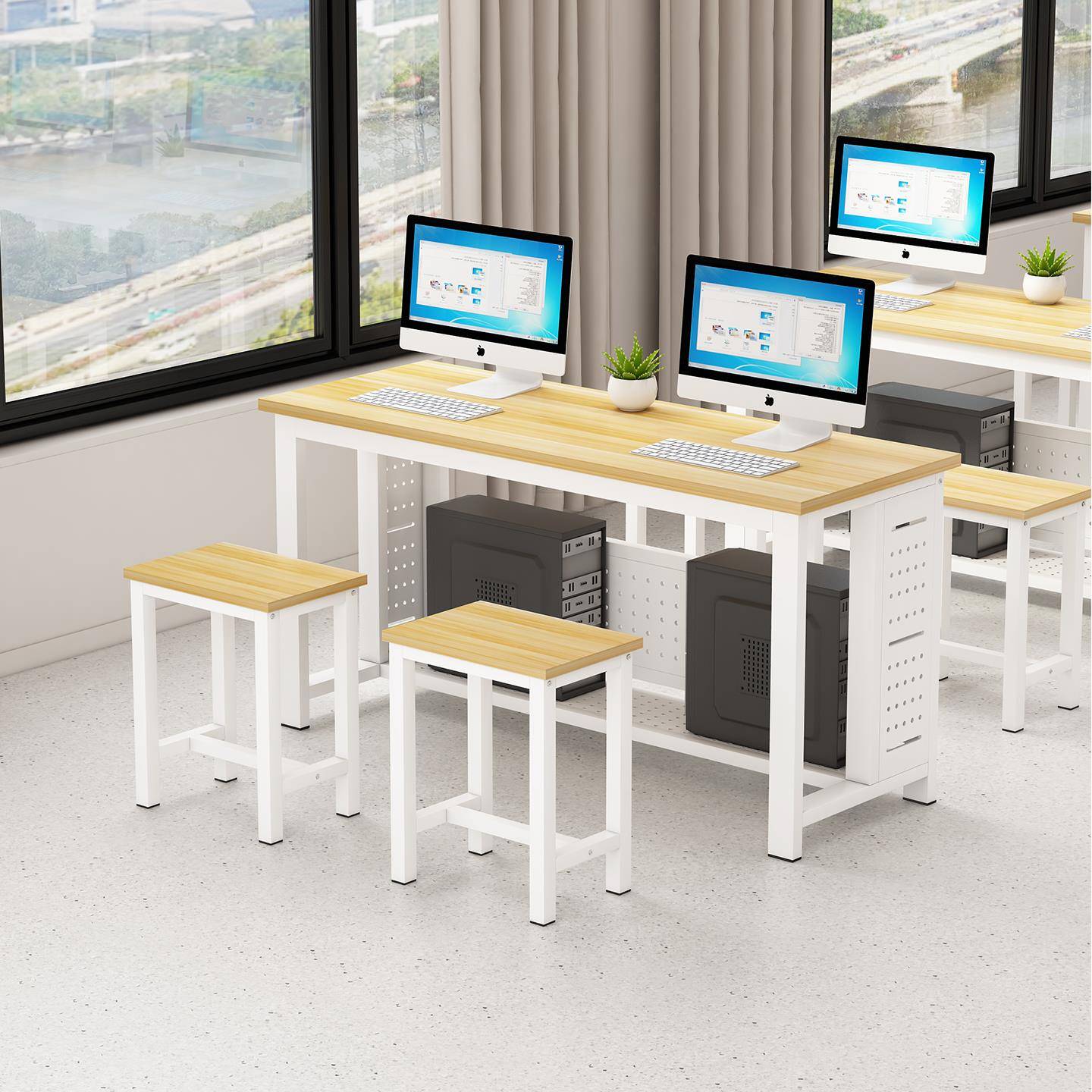 程式设计学校机房桌子微机室单双人电脑桌培训班台式简约电脑桌椅