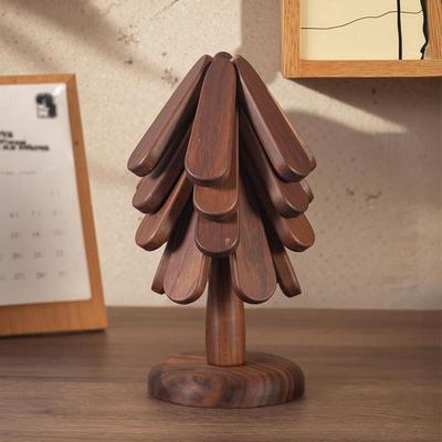 北美黑胡桃一棵树隔热垫实木高级感餐垫防烫耐热创意摆件锅垫杯垫