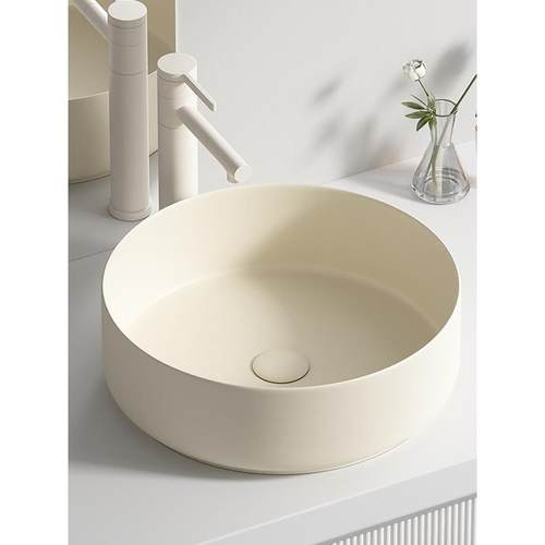 奶油风格圆形台面面盆家用面盆陶瓷面盆浴室面盆阳台面盆
