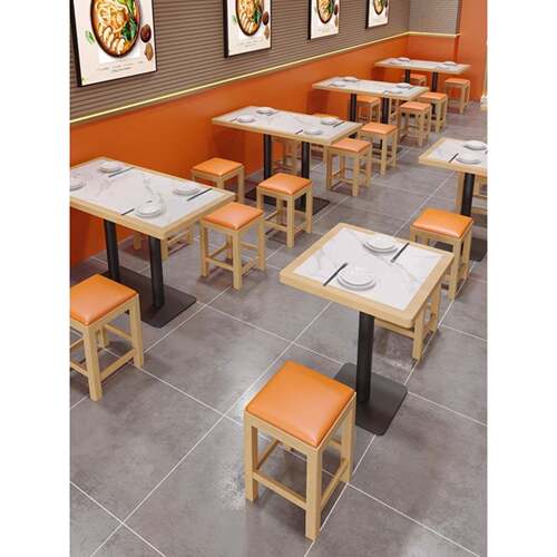 商用米村拌饭餐饮面馆奶茶麻辣烫烧烤饭店小吃快餐店餐桌椅子组合