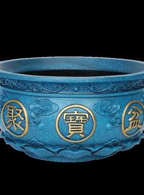 铜聚宝盆摆件家用客厅前台装饰品存钱罐财铜制工艺品黄铜米缸