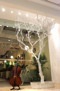 干树枝造景白色许愿树室内庭院造型树枯树装饰树  干橘子树  白树