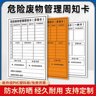 危险废物管理周知卡标识牌危废周知卡多类卡一类卡警示牌信息公示