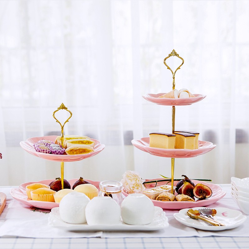 欧式陶瓷蛋糕甜品盘家用水果盘下午茶点心托盘冷餐茶歇展示架摆台