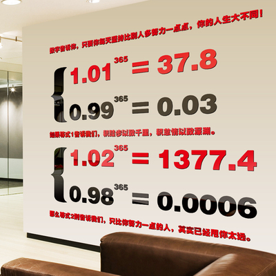 创意励志数字等式标语办公室墙面布置d立体墙装饰画自粘