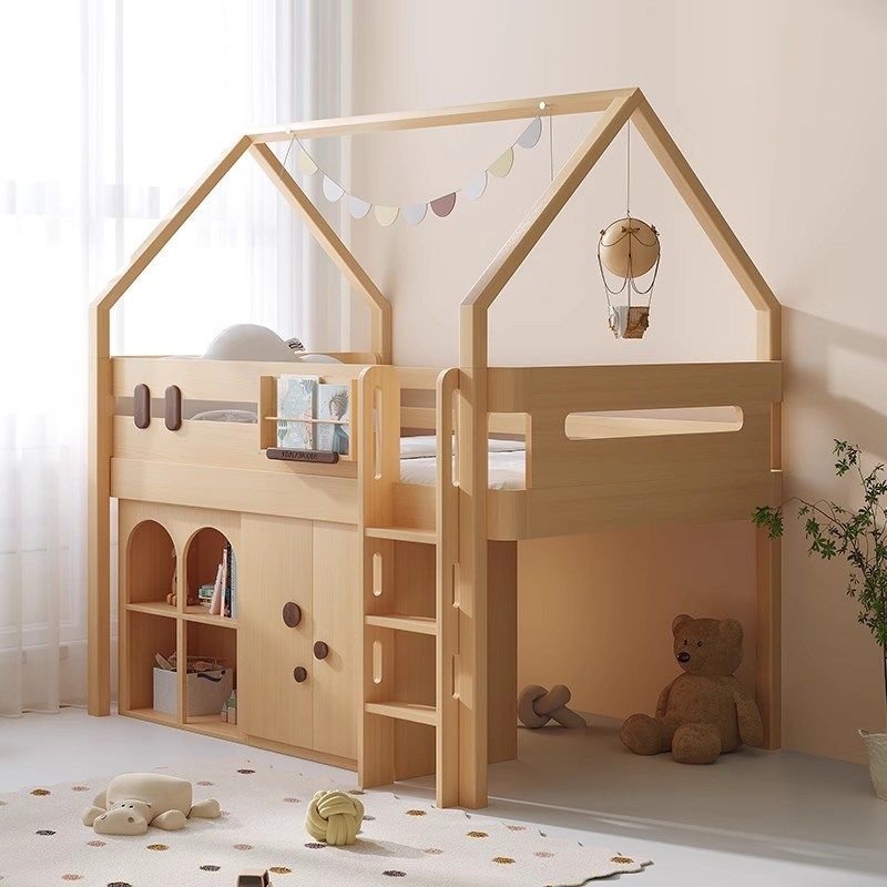 考拉森林儿童床实木半高床带围栏防护栏儿童床树屋床,住宅家具,儿童床/儿童抽拉床,淘宝优惠券,粉丝福利购,淘宝优惠卷