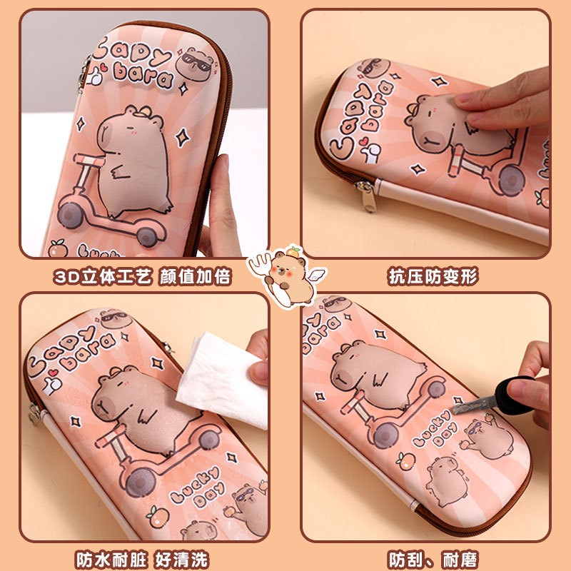 卡皮巴拉D文具盒立体图案新学生水豚铅笔盒卡比笔袋cpybr笔盒