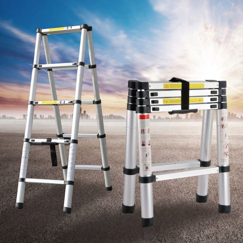 行走人字梯人字多功能工程折叠伸缩家用铝合金装修梯子特厚便携