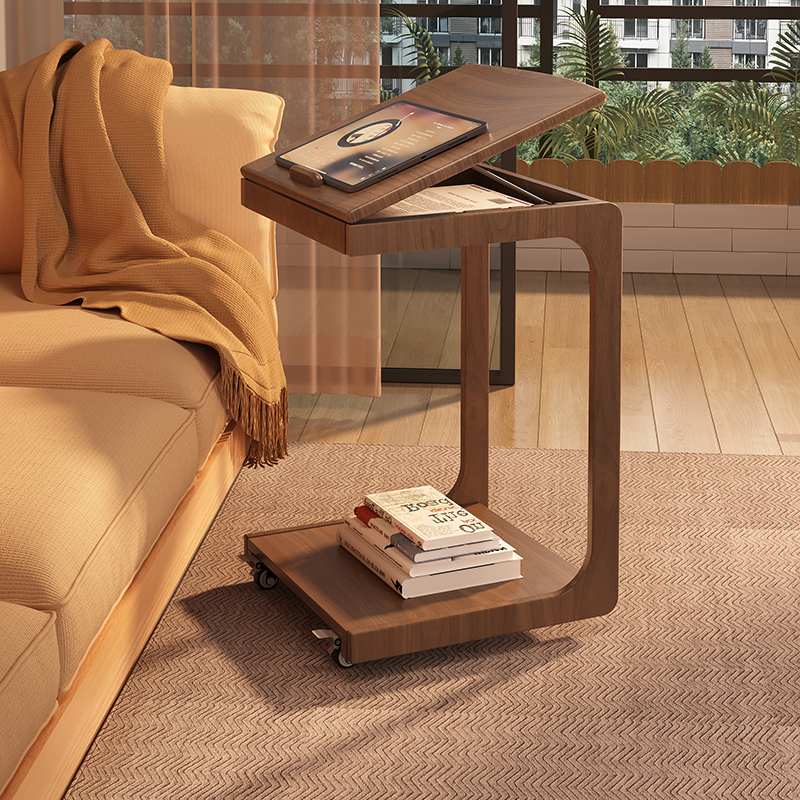 实木沙发边几可移动边柜角几床头小桌子客厅茶几带轮阳台推车茶桌