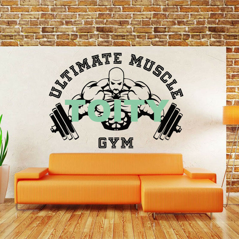男士健身纸健美先生画器械锻炼墙肌肉线条装饰FIN,家居饰品,软装墙贴,淘宝优惠券,粉丝福利购,淘宝优惠卷