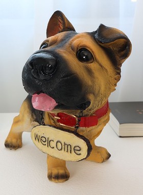 迎宾德牧爱狼犬动物小狗客厅电视酒柜进门玄关办公室装饰品