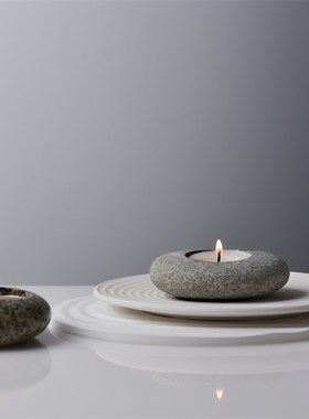 INU天然鹅卵石茶蜡烛台,蜡烛托,茶蜡托,蜡烛托盘,蜡烛台