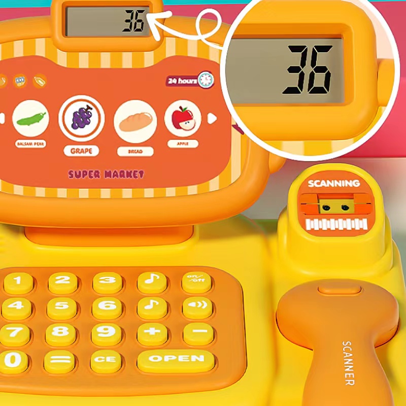 麦乐宝超市收银机儿童仿真收银柜台女孩到岁益智扮家家酒售卖机