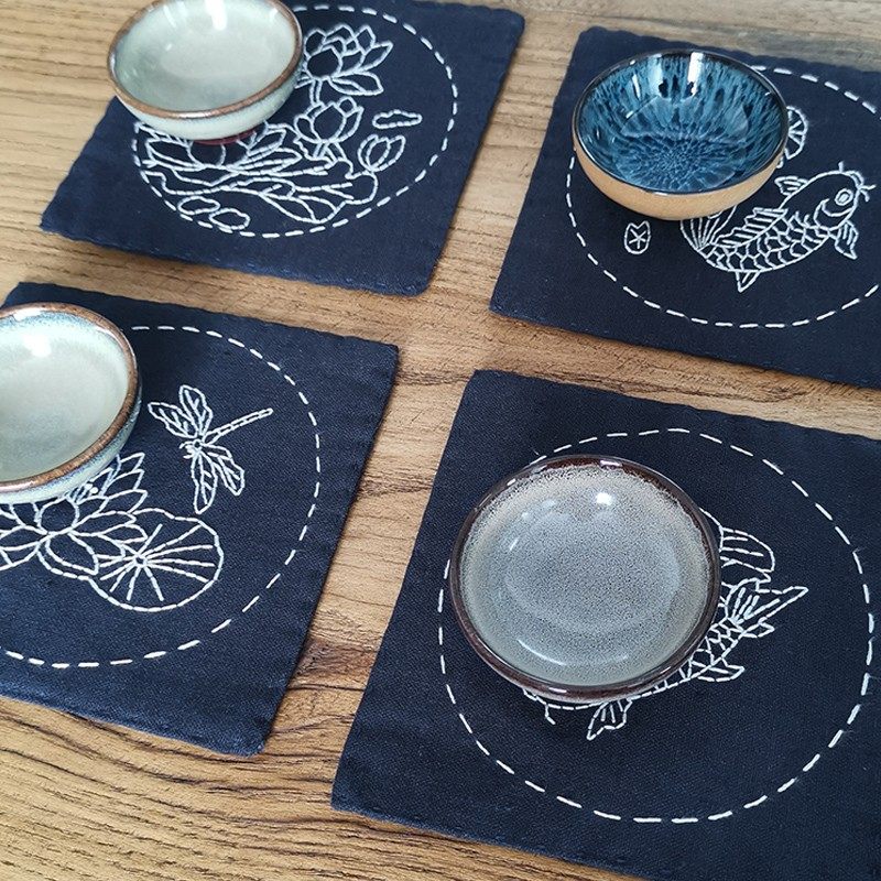 刺绣手工自绣初学者制作茶垫立体绣品杯垫打发时间材料包图片