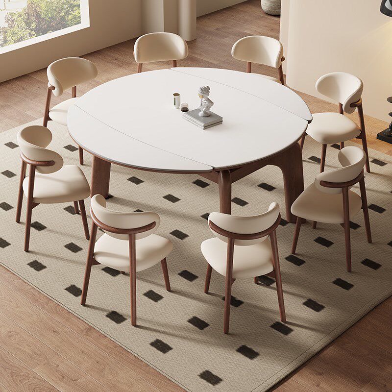 大象腿餐桌桃色法式中古实木岩板伸缩餐桌变圆桌小户型,住宅家具,岩板餐桌,淘宝优惠券,粉丝福利购,淘宝优惠卷