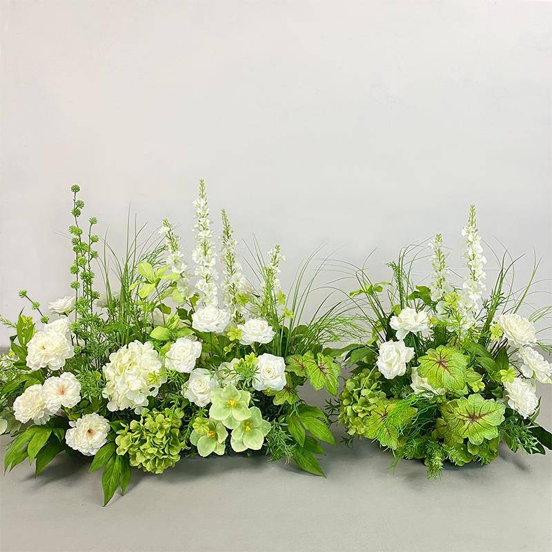婚庆地排花森系橱窗造景布置t台婚礼舞台花艺路引莫奈花园仿真花
