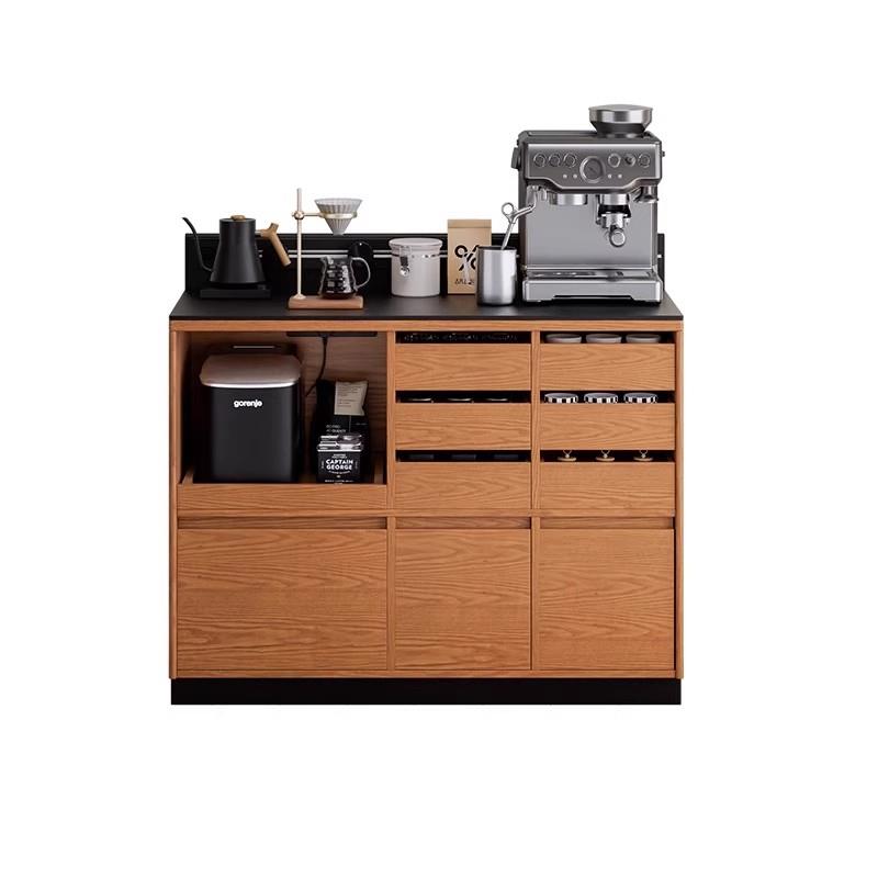 北欧实木模块组合餐边柜咖啡柜靠墙岩板台面家用厨房餐厅茶水柜