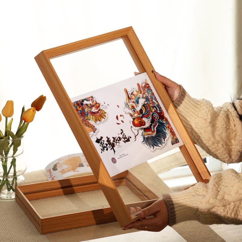 亚克力双面透明相框摆台8寸24寸方形长方形海报框画框装裱a44K8K