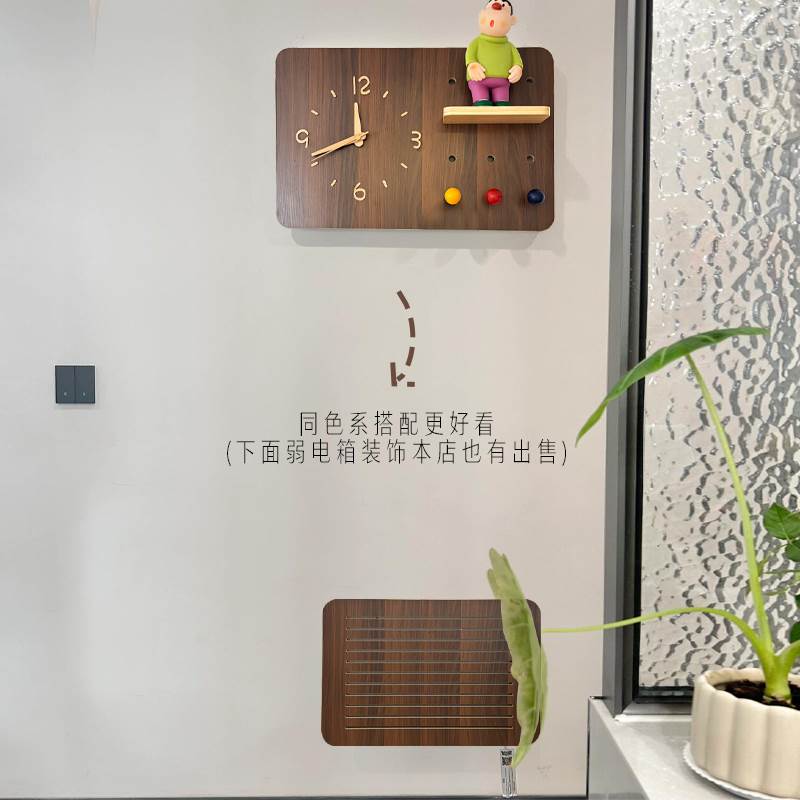 洞洞板电表箱装饰画带钟表遮挡时钟总开关盒配电箱盖板画挂钟遮丑