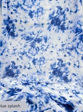 蓝色传统民族风扎染布料纱幔网纱布幔背景布成品纱布布料吊顶覆古