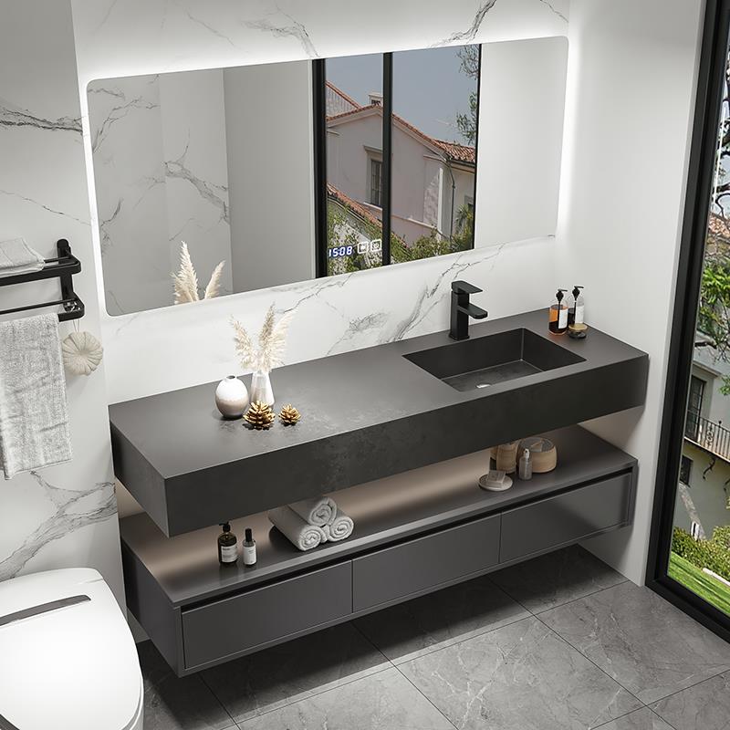 定制岩板洗手盆极简现代浴室柜组合卫生间洗漱台洗脸池卫浴面盆