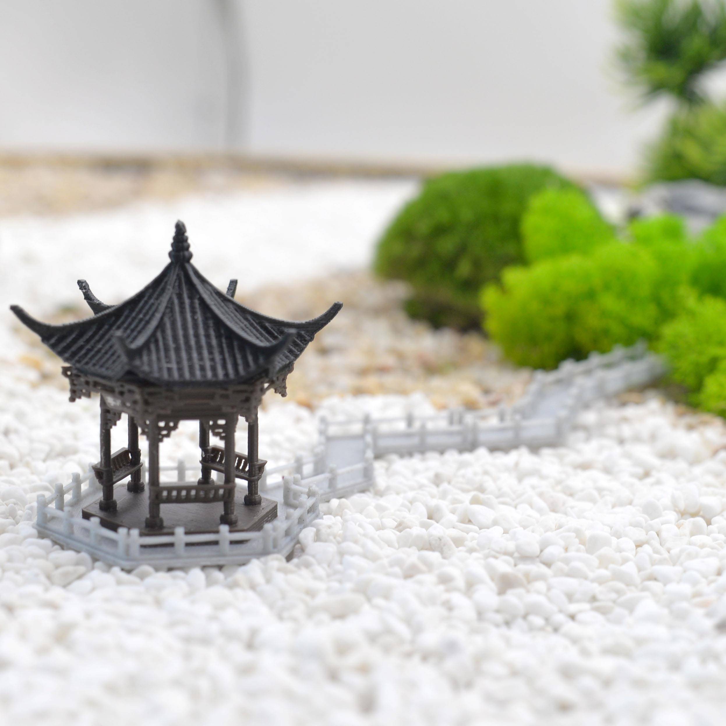 凉亭摆件中式古建3D模型湖心亭微景观室内盆景假山亭台楼阁国潮