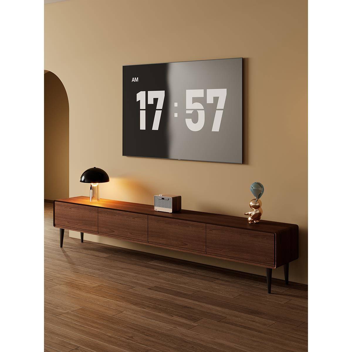 纯实木电视柜现代简约客厅茶几组合大小户型家用地柜北欧电视机柜