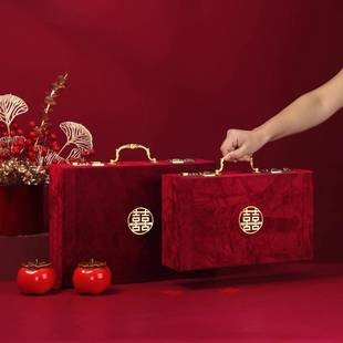订婚彩礼现金礼盒高档礼金盒带密码锁聘金盒子提亲礼金箱结婚礼盒