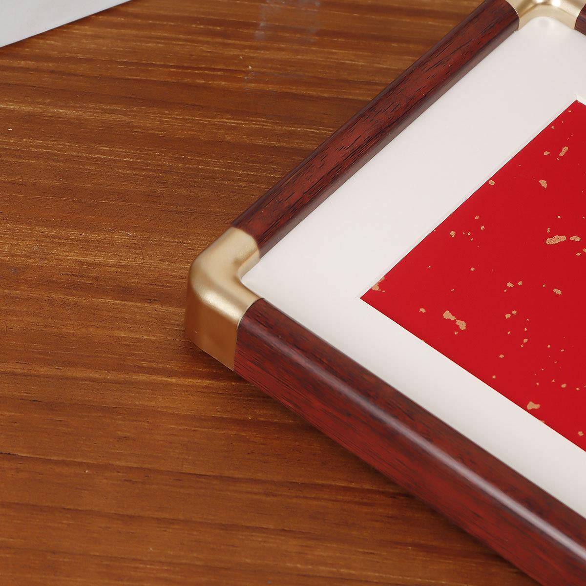 自己写横竖铜角相框摆台a4空白字画框装裱卡纸方形中式寸圆角空框