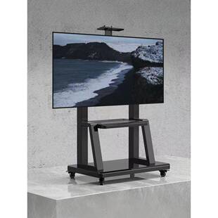 中性液晶电视架一体机移动货架地板站立支撑架轮式推车无冲孔衣架