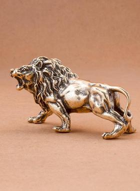 纯黄铜做旧王者风范桌面摆件生肖老虎铜雕工艺礼品摆饰客厅办公室