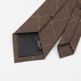 男士领带拉链格子条纹复古英伦风绅士西服卡其色休闲百搭免打结