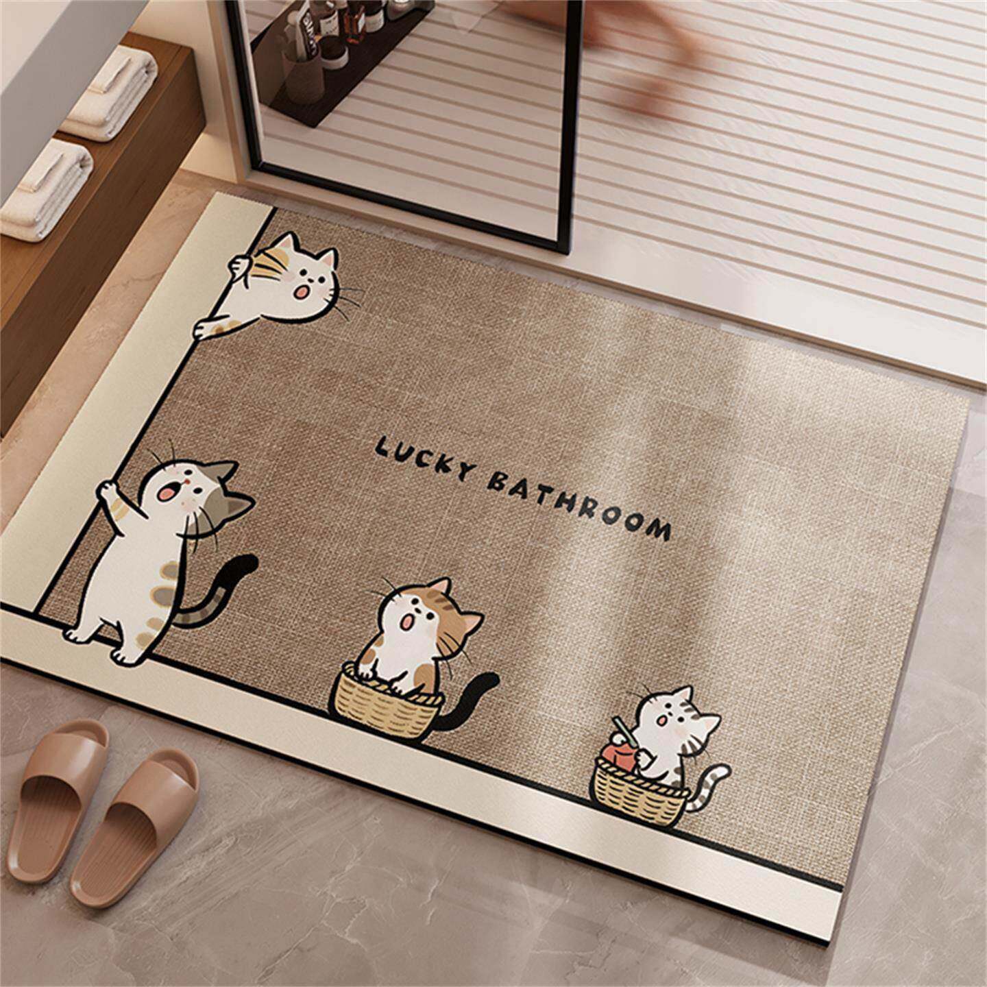 2025新款浴室吸水地垫可爱猫咪防滑耐脏脚垫卫生间门口可定制地毯