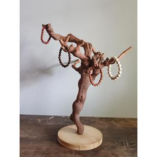 原木树杈带底托摆件 书架客厅茶几摆设 手工天然把玩首饰实木支架