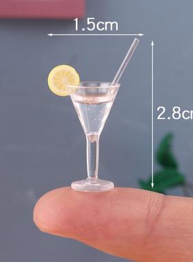 迷你水果鸡尾酒高脚杯小摆件吸管饮料杯仿真微缩食玩娃娃屋装饰