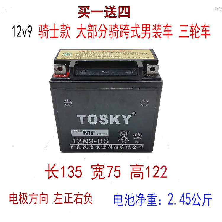 摩托车电瓶 12v通用免维护蓄电池 踏板7A骑士9A弯梁车助力车125干