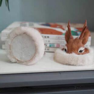 狍角帽鄂伦春族鹿角汽车摆件饰品中控台鹿头犄角装饰手工