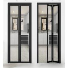 铝合金折叠门卫生间推拉隐形厨房洗手间阳台厕所无下轨伸缩玻璃门