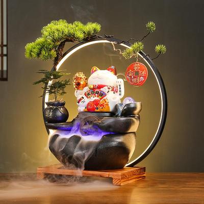 青缘阁招财猫自动招手开业流水摆件循环水办公室客厅创意装饰礼物
