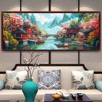 十字繡江南古韻2024新款線(xiàn)繡客廳書(shū)房新中式風(fēng)景山水高端47色手工