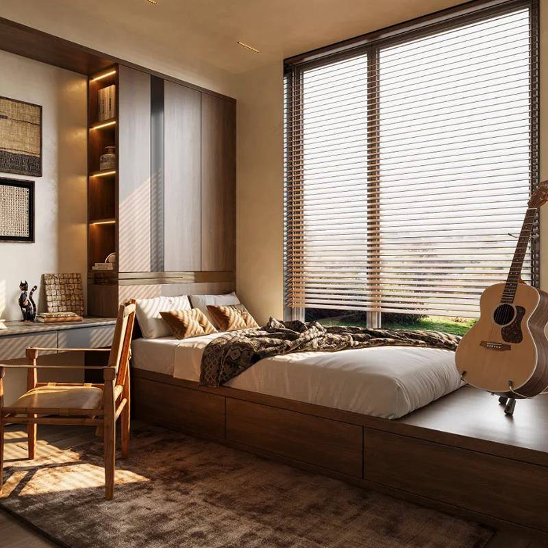 顿格新中式中古风榻榻米书房书桌柜定做整体覆古全屋定制工厂家俱