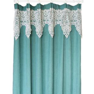 美式乡村风覆古孔雀绿窗帘蕾丝门帘隔断帘特价穿杆帘卧室棉麻窗帘