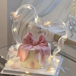 饰品摆件蝴蝶结仙女女神生日烘焙装 网红发光飘带丝带蛋糕装 扮插件