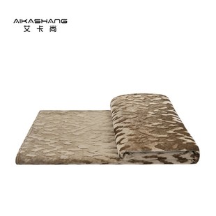 现代轻奢样板间咖色抽象床尾毯酒店民宿搭毯床尾巾中古风沙发搭巾