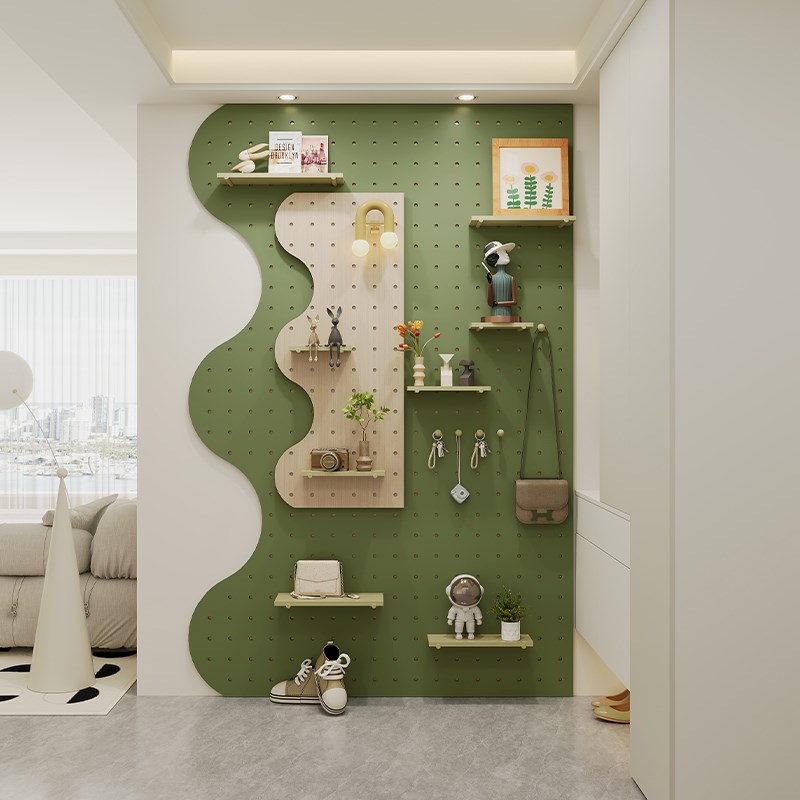 穿衣镜洞洞板可移动全身落地镜隐藏式衣帽架一体挂墙玄关贴墙