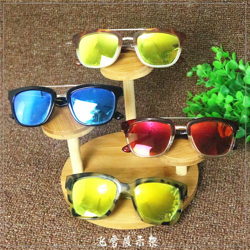 创意漆竹木眼镜展示架子太阳镜陈列道具墨镜柜台装饰品烤漆阶梯